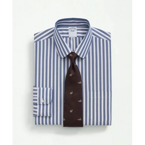 브룩스브라더스 Stretch Supima Cotton Non-Iron Pinpoint Club Collar, Striped Dress Shirt