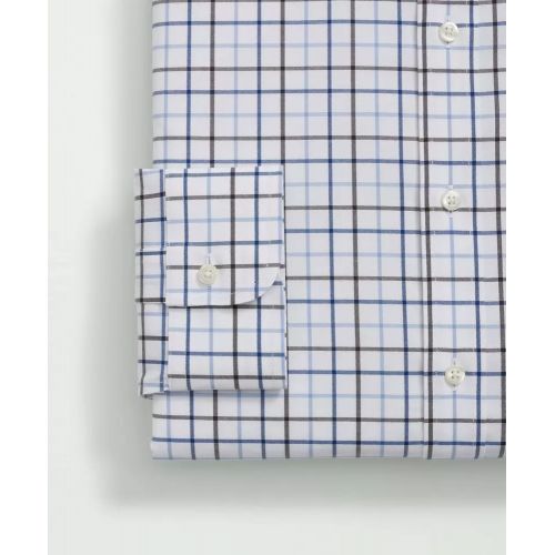 브룩스브라더스 Stretch Supima Cotton Non-Iron Pinpoint Polo Button-Down Collar, Windowpane Dress Shirt