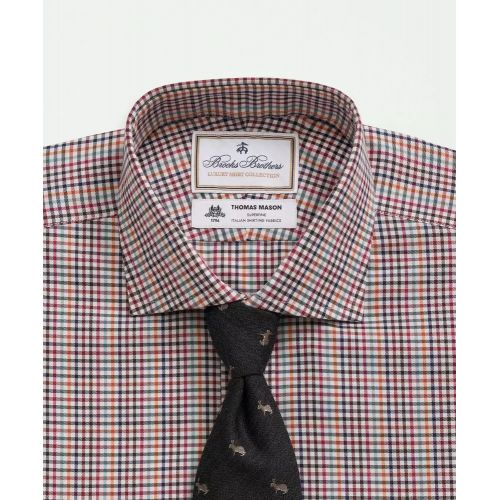 브룩스브라더스 Brooks Brothers X Thomas Mason Cotton Twill Londoner Collar, Checked Dress Shirt