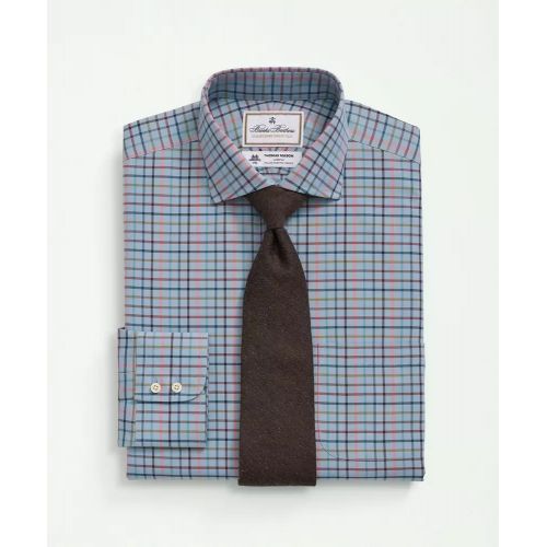 브룩스브라더스 Brooks Brothers X Thomas Mason Cotton Twill Londoner Collar, Checked Dress Shirt