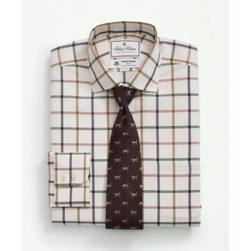 브룩스브라더스 Brooks Brothers X Thomas Mason Cotton Twill Londoner Collar, Windowpane Dress Shirt