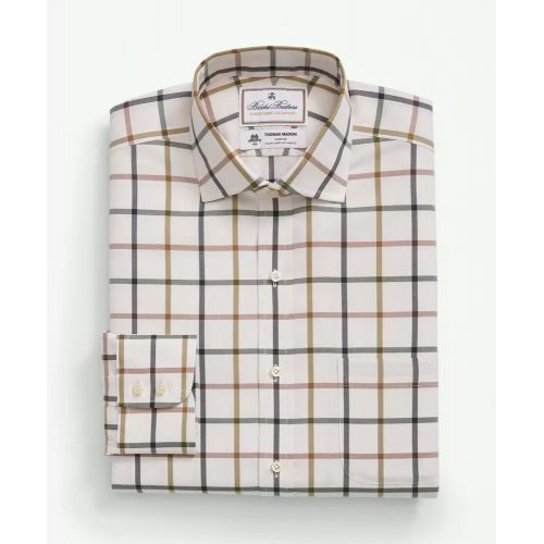 브룩스브라더스 Brooks Brothers X Thomas Mason Cotton Twill Londoner Collar, Windowpane Dress Shirt