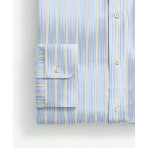 브룩스브라더스 Supima Cotton Poplin Ainsley Collar, Multi-Stripe Dress Shirt