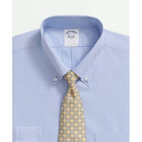 브룩스브라더스 American-Made Cotton Broadcloth Button-Down Collar, Micro-Check Dress Shirt