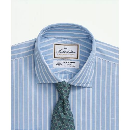 브룩스브라더스 Brooks Brothers X Thomas Mason Cotton-Linen English Collar, Stripe Dress Shirt