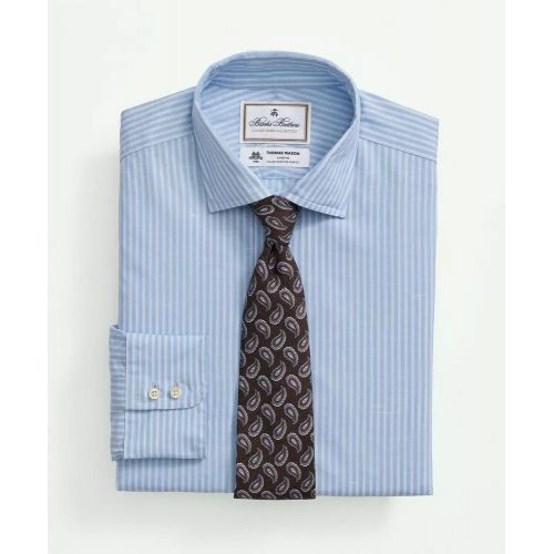 브룩스브라더스 Brooks Brothers X Thomas Mason Cotton-Linen English Collar, Stripe Dress Shirt
