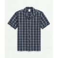 Stretch Cotton Camp Collar, Seersucker Short-Sleeve Sport Shirt