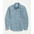 Stretch Cotton Non-Iron Oxford Polo Button-Down Collar, Gingham Shirt