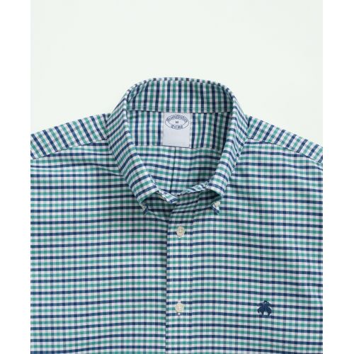 브룩스브라더스 Stretch Cotton Non-Iron Oxford Polo Button-Down Collar, Gingham Shirt