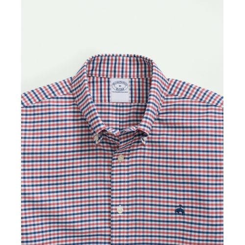 브룩스브라더스 Stretch Cotton Non-Iron Oxford Polo Button-Down Collar, Gingham Shirt