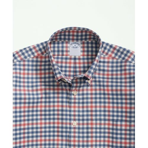 브룩스브라더스 Stretch Supima Cotton Non-Iron Twill Polo Button Down Collar, Gingham Shirt