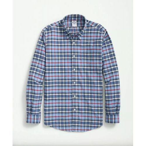 브룩스브라더스 Portuguese Flannel Polo Button Down Collar, Plaid Shirt
