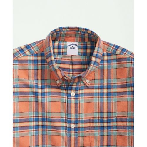 브룩스브라더스 Portuguese Flannel Polo Button Down Collar, Plaid Shirt
