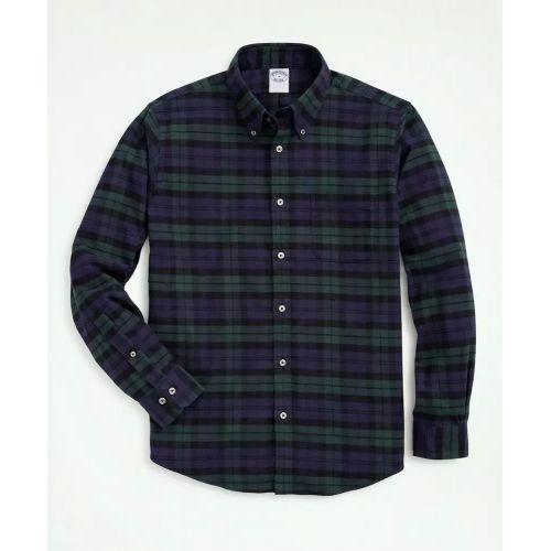 브룩스브라더스 Portuguese Flannel Polo Button Down Collar, Black Watch Shirt