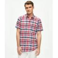 Washed Cotton Madras Short Sleeve Button-Down Collar Sport Shirt