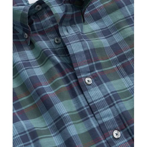 브룩스브라더스 Washed Cotton Madras Short Sleeve Button-Down Collar Sport Shirt