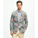 Classic Fit Chambray-Madras Patchwork Sport Coat in Cotton