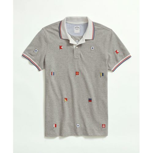브룩스브라더스 Cotton Slim-Fit Embroidered Nautical Flag Polo Shirt