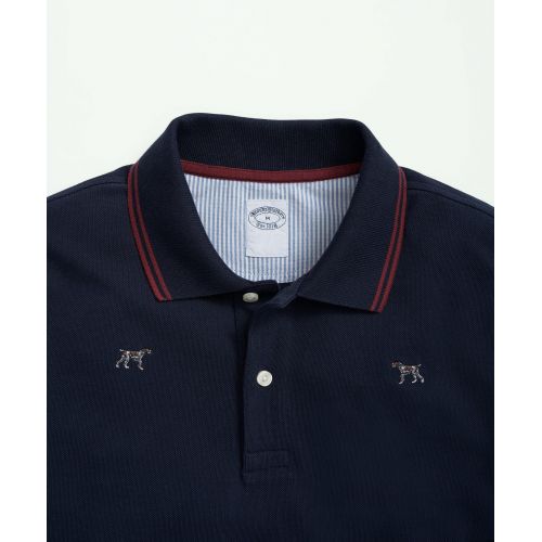 브룩스브라더스 Cotton Pique Long-Sleeve Embroidered Dog Polo Shirt