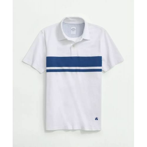 브룩스브라더스 Chest Stripe Polo Shirt In Peached Cotton