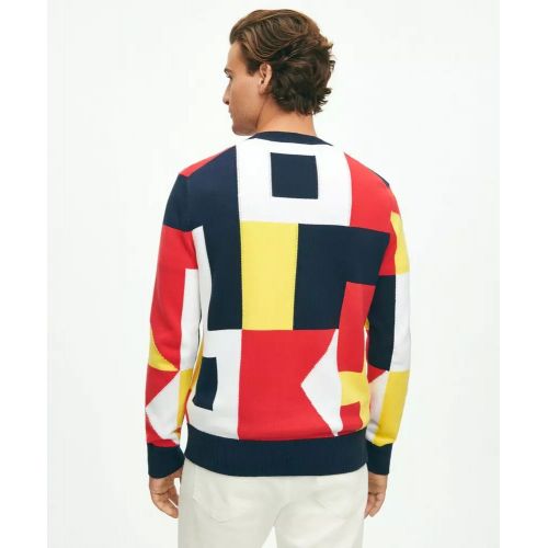 브룩스브라더스 Supima Cotton Nautical Flag Crewneck Sweater