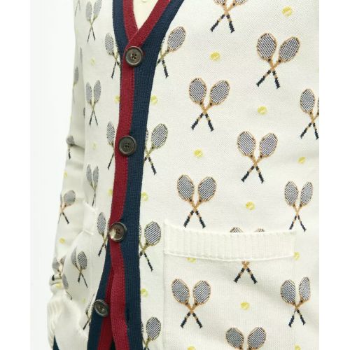 브룩스브라더스 Supima Cotton Racquet Jacquard Pattern Cardigan