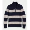 Merino Wool Striped Half-Zip Sweater
