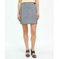 Gingham Wrap Skirt In Bi-Stretch Cotton Twill