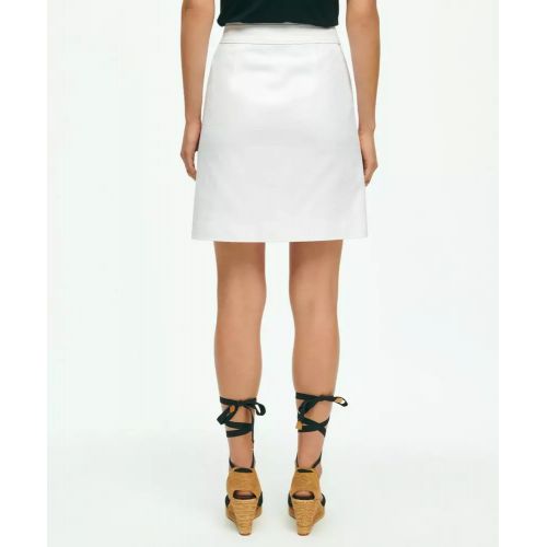 브룩스브라더스 A-Line Wrap Skirt In Basketwoven Cotton