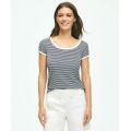 Ribbed Striped Short-Sleeve Top
