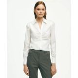 Fitted Stretch Supima Cotton Non-Iron Shirred Blouse