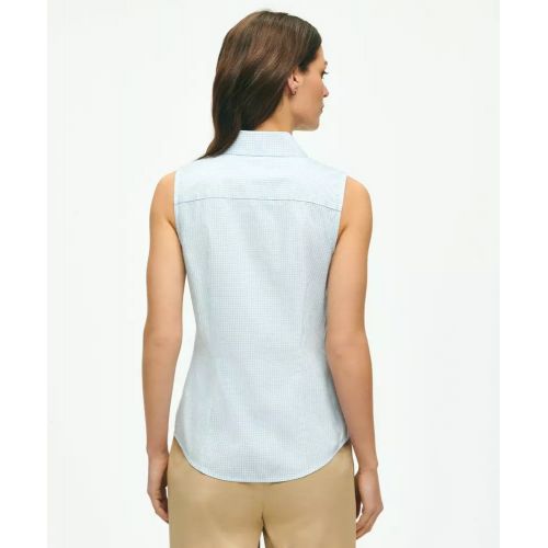 브룩스브라더스 Fitted Supima Stretch Cotton Non-Iron Sleeveless Gingham Shirt