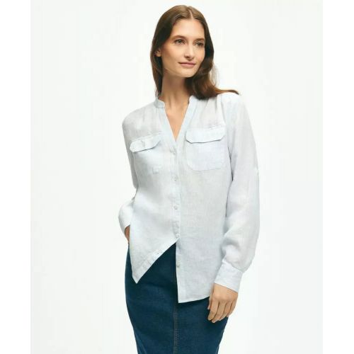 브룩스브라더스 Classic V-Neck Utility Shirt In Linen
