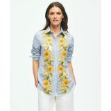 Sunflower Embroidered Striped Shirt In Cotton