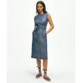 Linen Fit-And-Flare Belted Dress