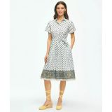Paisley Floral Belted Shirt Dress In Cotton