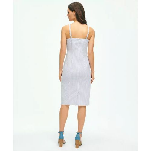 브룩스브라더스 Bias-Cut Sheath Dress In Striped Seersucker Cotton Blend