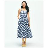 Gingham Jacquard Fit-And-Flare Dress In Cotton