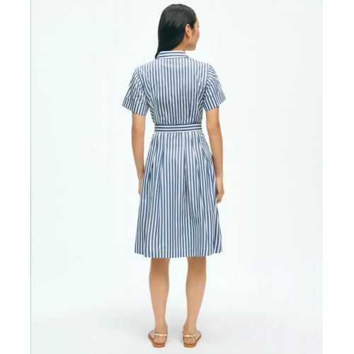 브룩스브라더스 Striped Belted Shirt Dress In Cotton