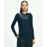 Merino Wool-Cashmere Faux-Pearl Necklace Sweater
