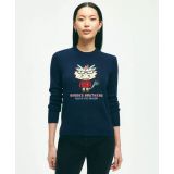 Womens Merino Wool Blend Lunar New Year Embroidered Sweater