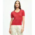 Cable Knit Short-Sleeve Top In Linen
