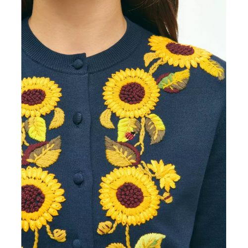 브룩스브라더스 Sunflower Embroidered Cardigan In Supima Cotton