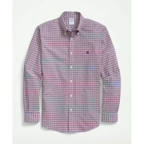 브룩스브라더스 Big & Tall Stretch Cotton Non-Iron Oxford Polo Button-Down Collar Gingham Shirt