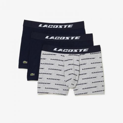 라코스테 Lacoste Menu2019s 3-Pack Logo Print Jersey Boxers