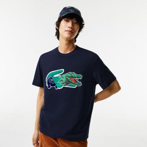 라코스테 Lacoste Mens Relaxed Fit Oversized Crocodile T-Shirt