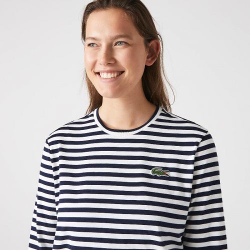 라코스테 Lacoste Womens Striped Jersey Cotton T-Shirt