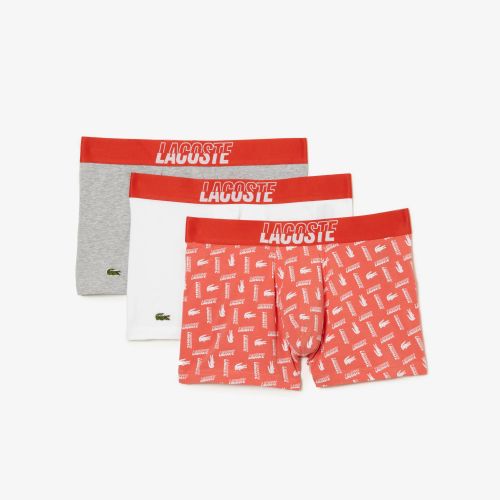 라코스테 Lacoste Menu2019s 3-Pack Stretch Cotton Printed Trunks