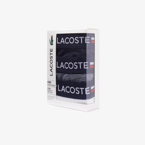 라코스테 Lacoste Menu2019s Long Stretch Cotton Jersey Boxer Brief 3-Pack