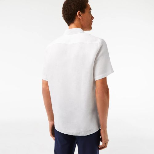 라코스테 Lacoste Menu2019s Short Sleeve Linen Shirt
